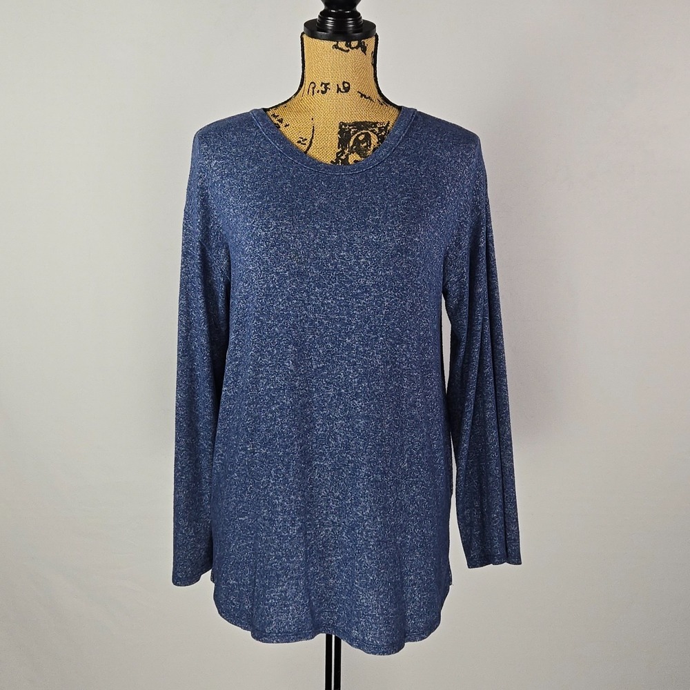 Motherhood Maternity Womens Small Blue Marled Lattice Back Criss Cross Top Shirt